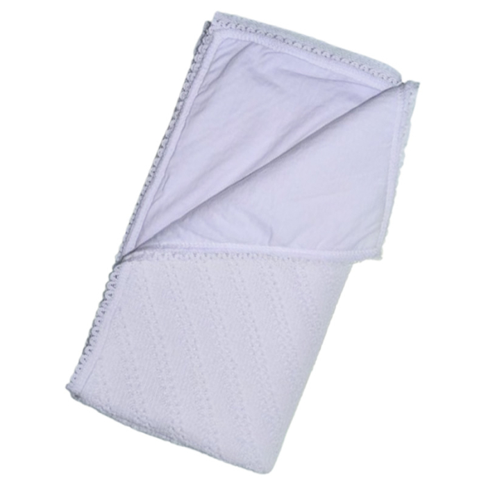 Patura din bumbac si acril, cu 2 straturi, 75 x 75 cm pentru bebelusi, Mini Junior PPB2A, Alb [1]