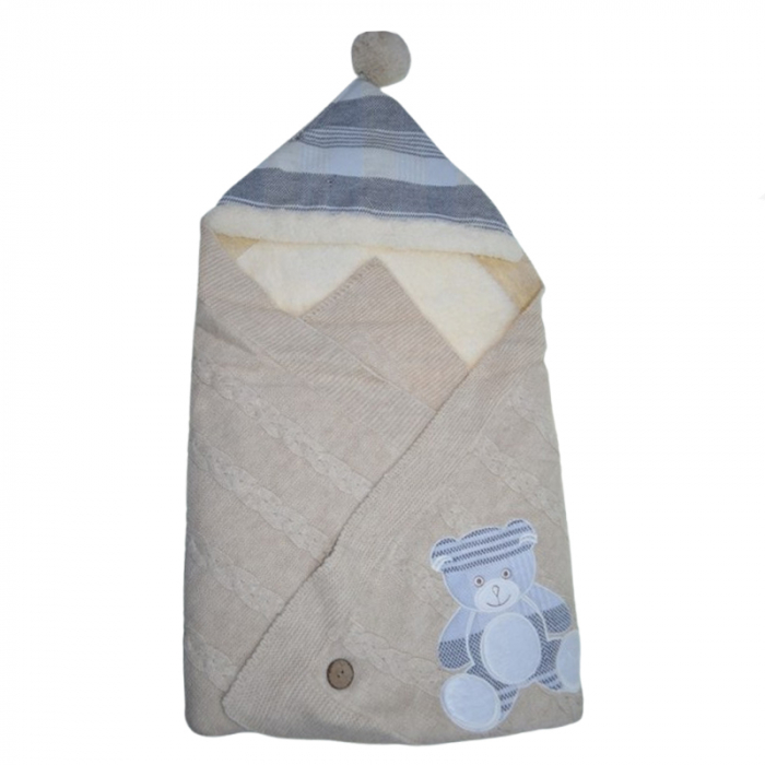 Paturica de infasat tip port bebe 120 x 80 cm Mini Junior PT-MJ47, Bej [1]