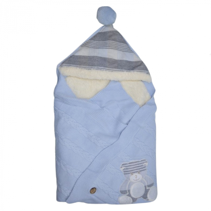 Paturica de infasat tip port bebe 120 x 80 cm Mini Junior PT-MJ46, Albastru [1]