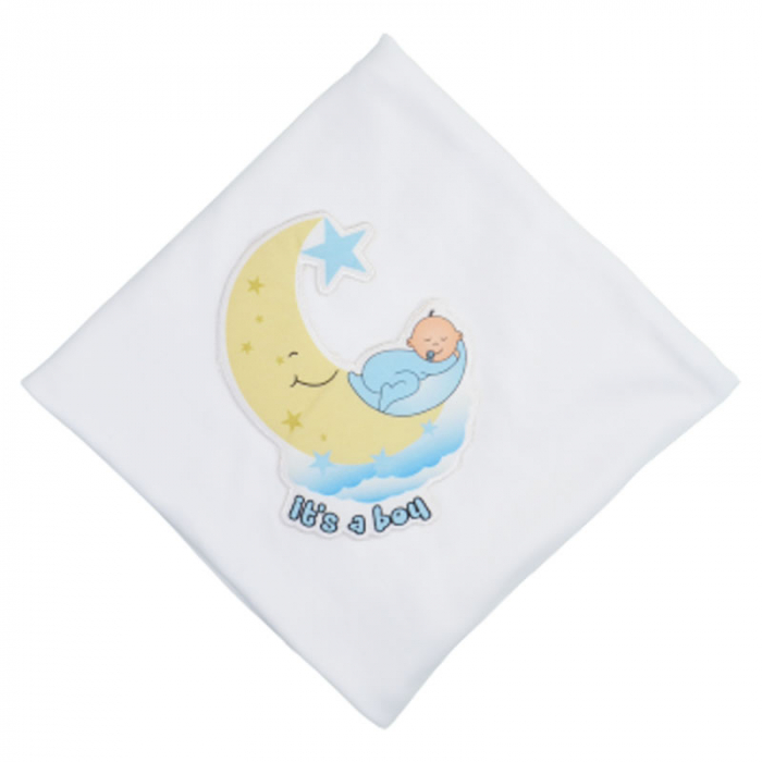 Paturica din bumbac pentru baieti 80 x 80 cm Mini Junior P240623-1, Alb [1]