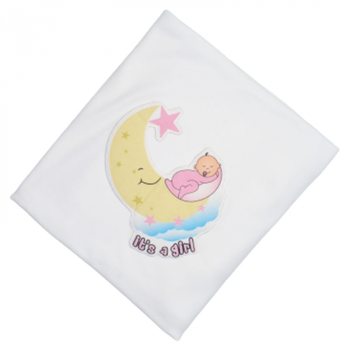 Paturica din bumbac pentru fete 80 x 80 cm Mini Junior P240623, Alb [1]