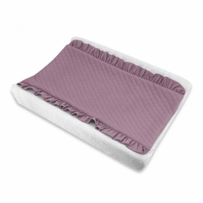 Paturica din catifea matlasata cu volanase pentru salteaua de infasat 70 x 35 cm MimiNu 435452-4, Mov [2]