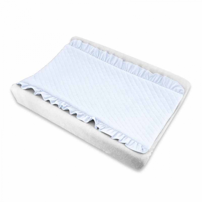 Paturica din catifea matlasata cu volanase pentru salteaua de infasat 70 x 35 cm MimiNu 435452-5, Albastru [2]