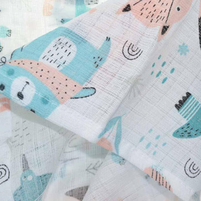 Paturica muselina din bumbac 80 x 60 cm pentru copii Mini Junior FNTMJ-I, Multicolor [2]
