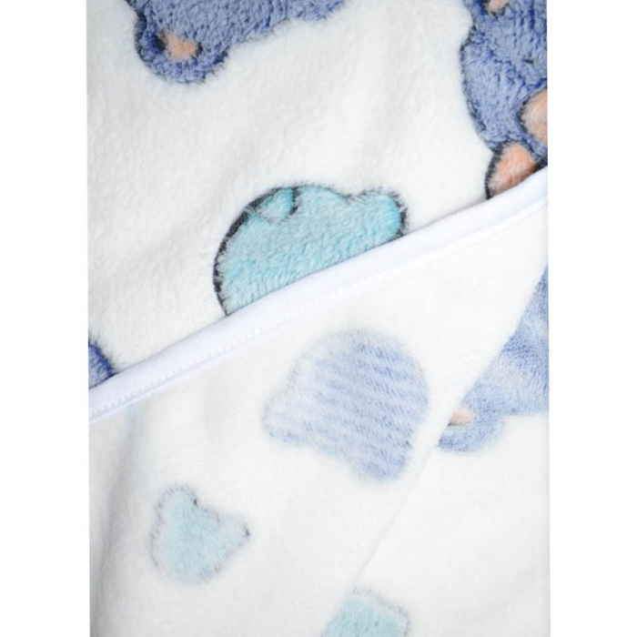 Paturica pufoasa 75 x 70 cm pentru baieti Mini Bimbi P110323-13, Alb [3]