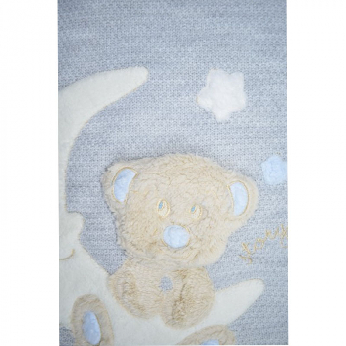 Paturica tricotata din acril pentru copii 80 x 80 cm Story Baby 080823-4, Gri [4]