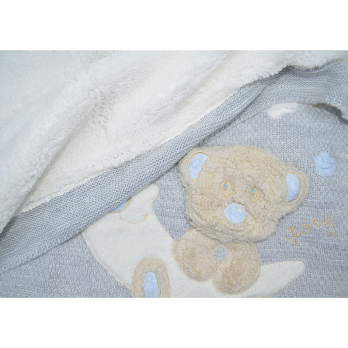 Paturica tricotata din acril pentru copii 80 x 80 cm Story Baby 080823-4, Gri [2]
