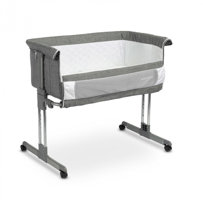 Patut co-sleeper 2 in 1 pentru bebelusi Sleep2Gether Caretero 529353, Gri [2]