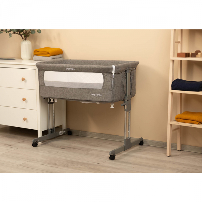 Patut co-sleeper 2 in 1 pentru bebelusi Sleep2Gether Caretero 529353, Gri [7]
