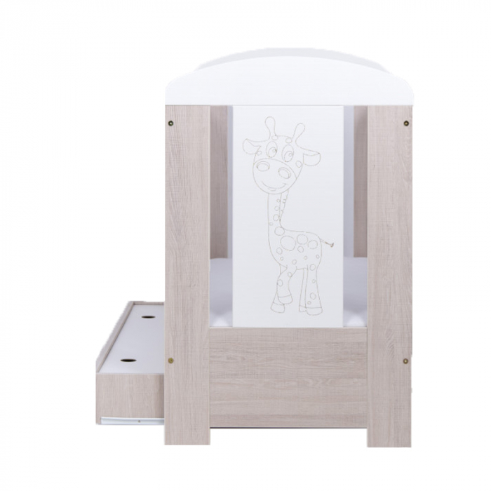 Patut din lemn cu sertar 120 x 60 cm pentru copii Drewex Girafa 000152, Crem [3]