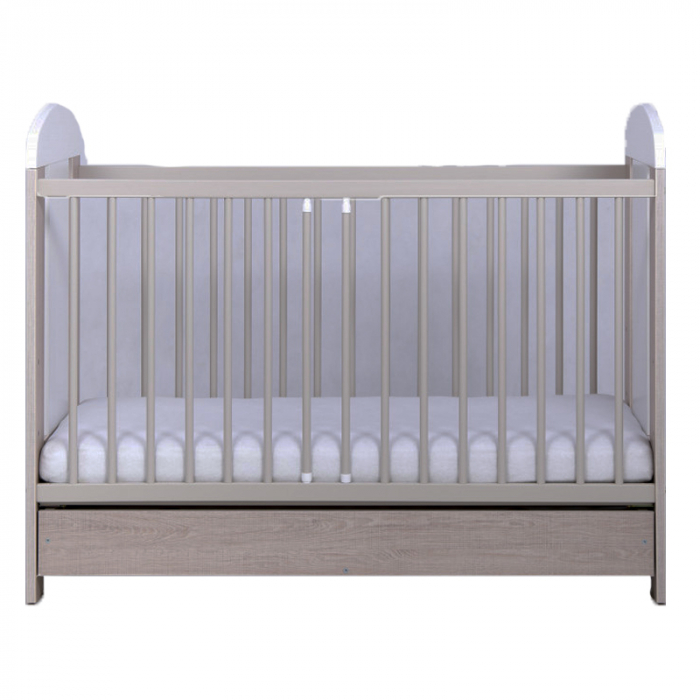 Patut din lemn cu sertar 120 x 60 cm pentru copii Drewex Girafa 000152, Crem [2]