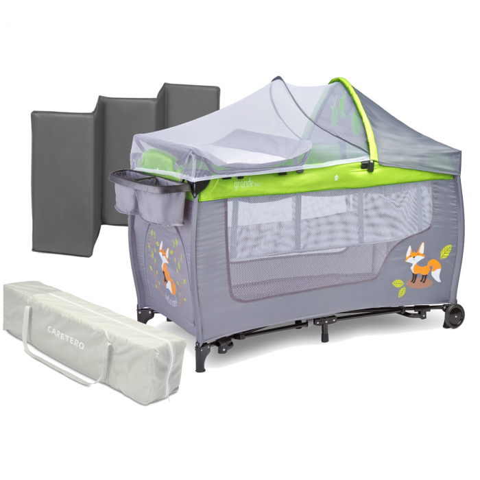 Patut pliabil pentru copii Caretero Grande Plus 301048, Gri [2]