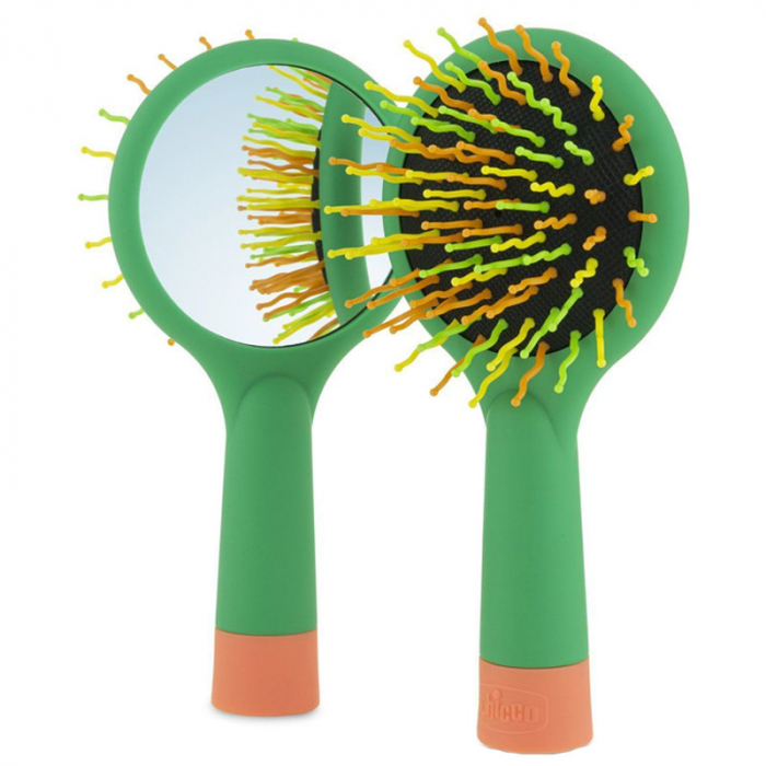 Perie cu peri ondulati si oglinda pentru toate tipurile de par Chicco 140855, Verde [2]