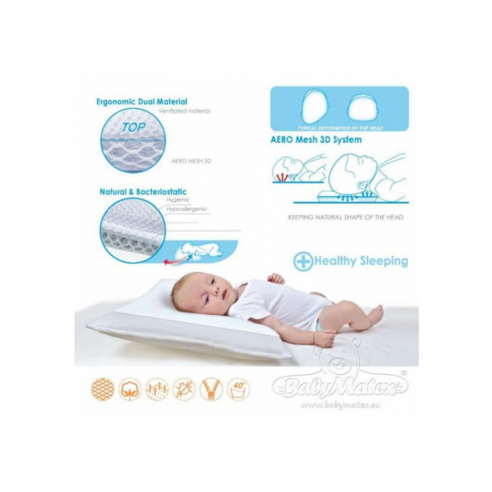 Perna ortopedica pentru bebelusi 26 x 36 Aero 3D BabyMatex 050548, Alb [9]