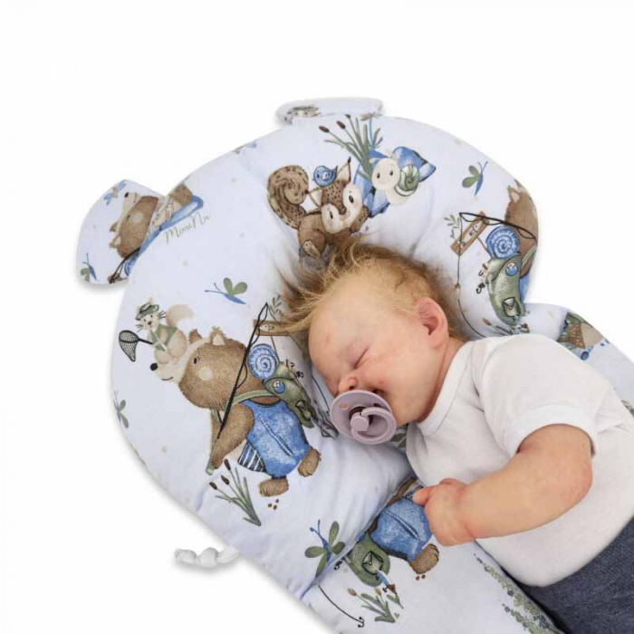 Perna ergonomica sezlong - cocon din bumbac 45 x 70 cm pentru copii MmiNu 462199, Bej [5]