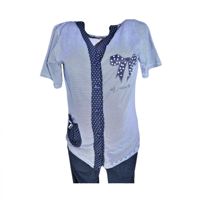 PIjama 2 piese, cu buline, pentru dama, Sevgi 5021B, Bleumarin [2]
