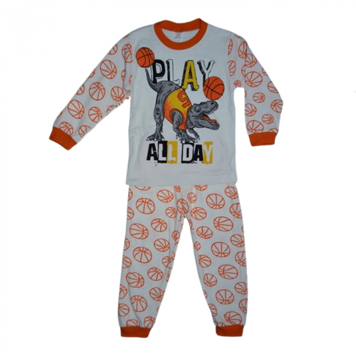 Pijama 2 piese pantaloni si bluza pentru baieti Mini Junior PJM-MJ7, Portocaliu [1]