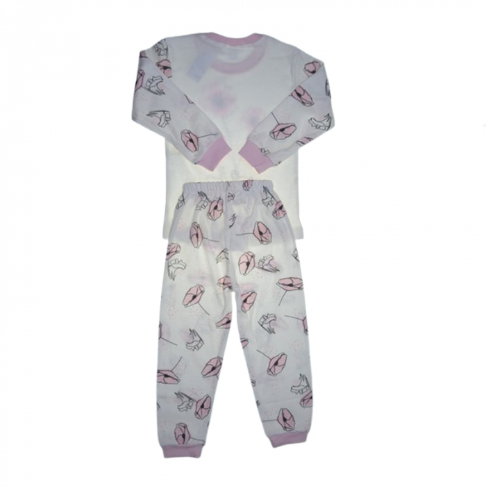 Pijama 2 piese pantaloni si bluza pentru fete Mini Junior PJM-MJ4, Alb [2]
