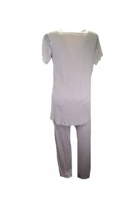 Pijama cu maneca scurta pentru gravide si alaptat Nicoletta 7340-1, Roz [2]