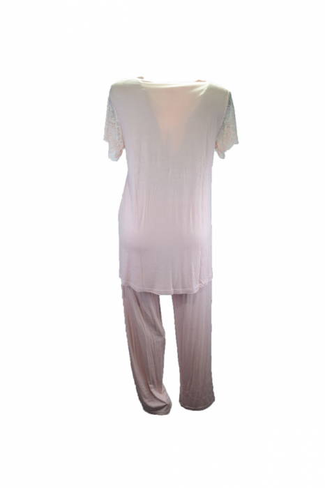 Pijama cu maneca scurta pentru gravide si alaptat Nicoletta 7340, Roz [2]