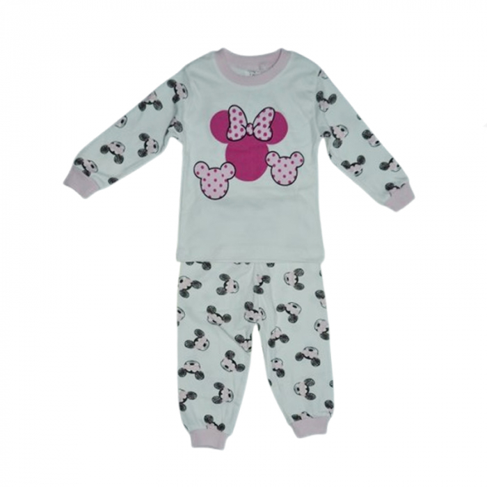Pijama 2 piese pantaloni si bluza pentru fete Mini Junior PJM-MJ1, Alb [1]