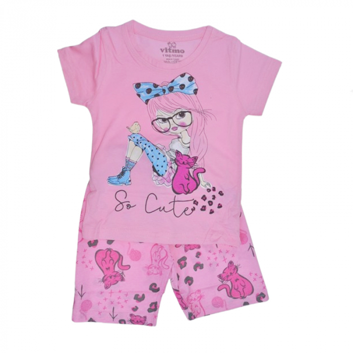 Pijama de vara pentru fete Mini Junior VTMO-51103, Roz [1]