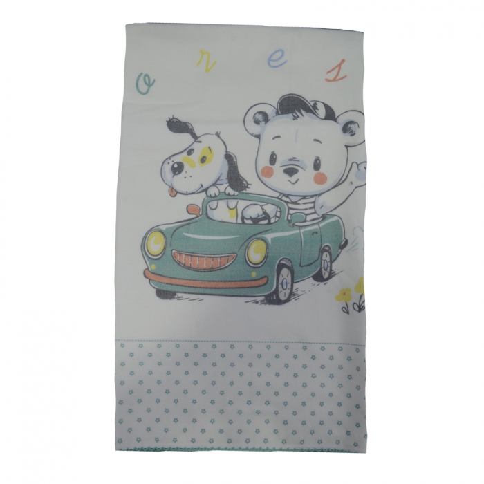Pled 85 x 85 cm pentru baieti Mini Junior 85-59, Alb [1]