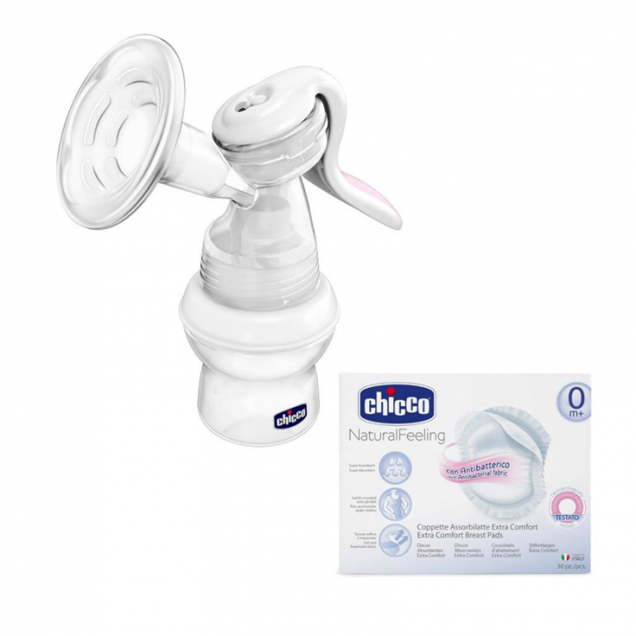Pompa de san manuala+ set 60 de absorbante pentru san Chicco 069156, Alb [2]