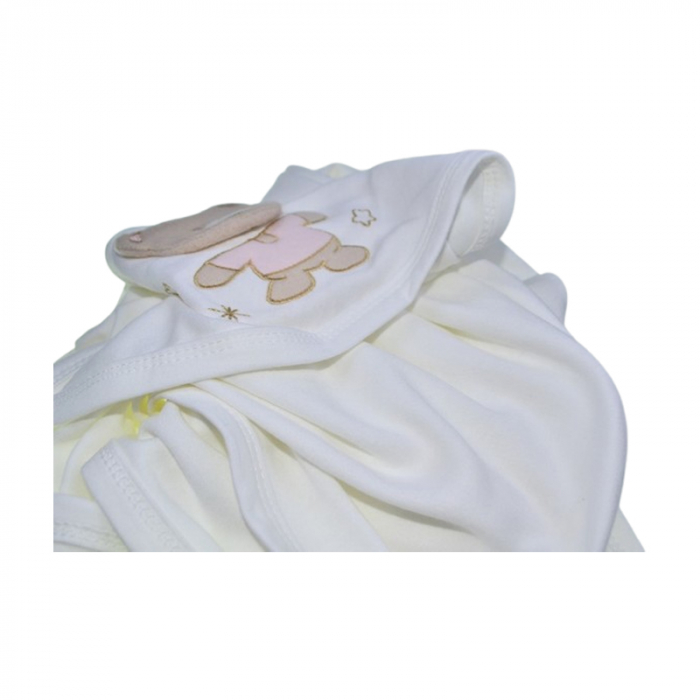 Prosop 100 x 90 cm cu gluga pentru bebelusi, Mini Junior PB0805UR, Alb [4]