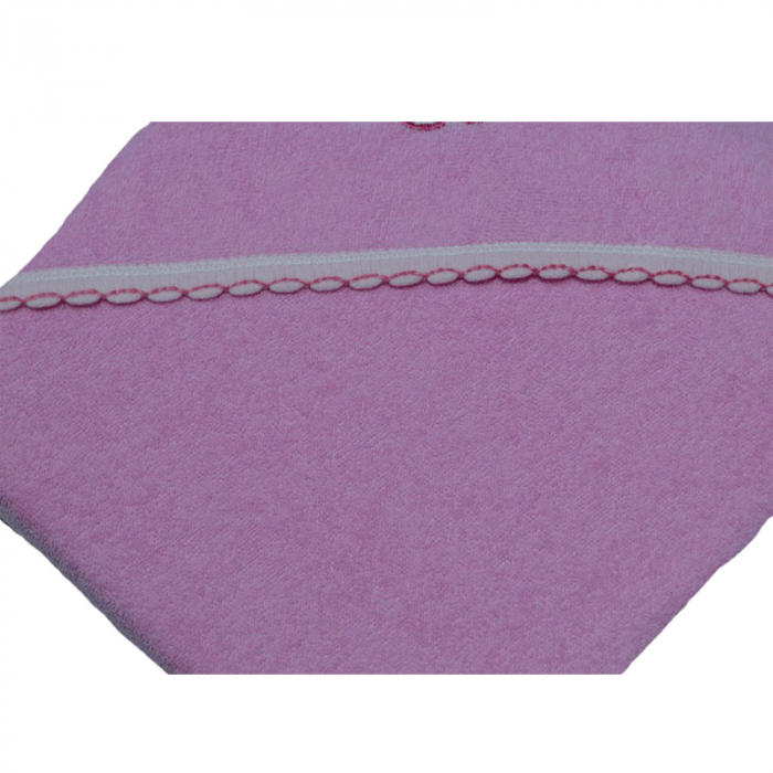 Prosop 80 x 80 cm cu gluga de baie Terjan 303-R, Roz [2]
