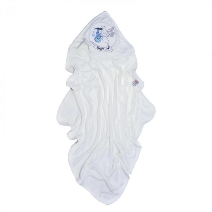 Prosop 80 x 85 cm cu gluga pentru bebelusi Mini Junior 0085, Alb [1]