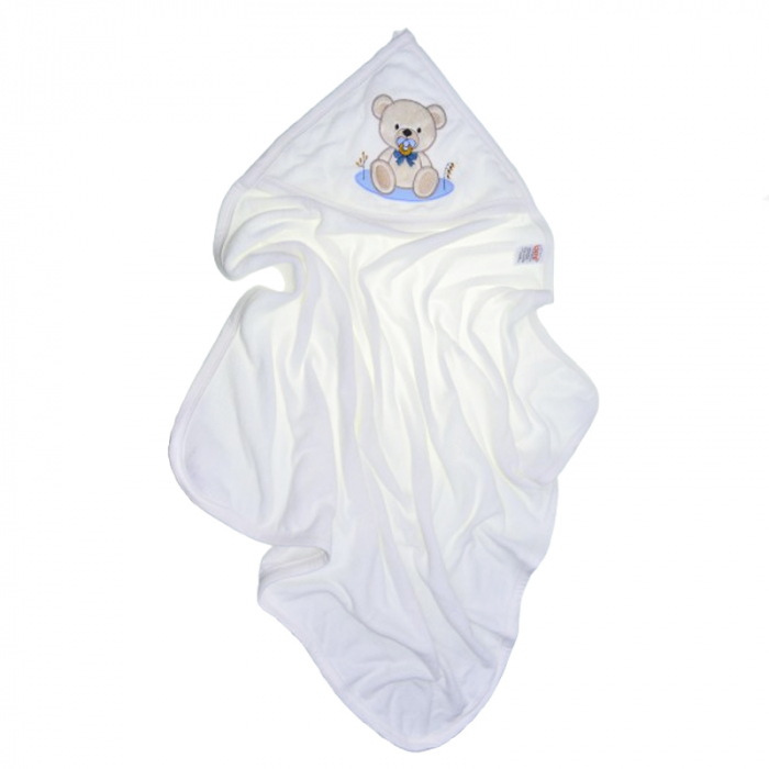 Prosop 80 x 85 cm cu gluga pentru bebelusi Mini Junior 0075, Alb [1]