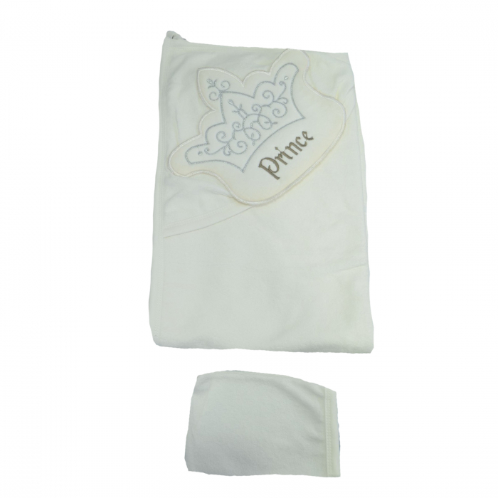 Prosop 90 x 80 cm cu gluga Babyline 9-508, Crem [2]