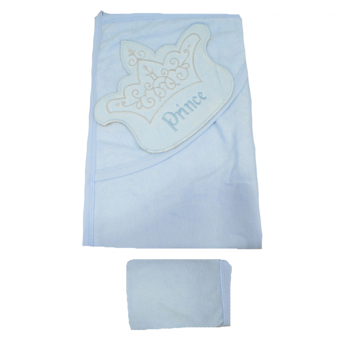 Prosop 90 x 80 cm cu gluga Babyline 9-509, Albastru [2]