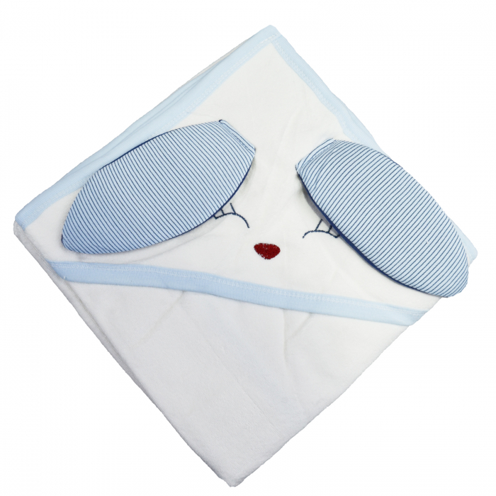 Prosop cu gluga 80 x 90 cm pentru baieti Mini Junior BBW-66, Albastru [1]