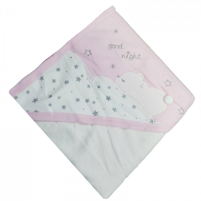 Prosop cu gluga 80 x 90 cm pentru fete Mini Junior BBW-65, Roz - Copie [1]