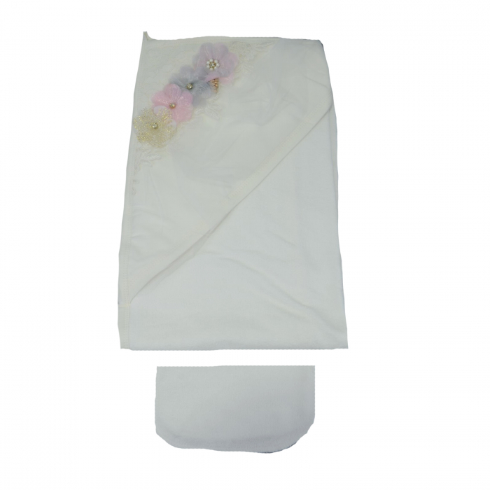 Prosop cu gluga 85 x 80 cm Babyline 9-592, Alb [2]