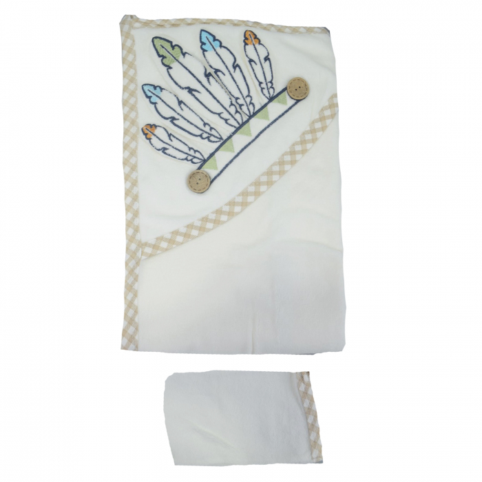 Prosop cu gluga 85 x 85 cm Mini Junior 9-472, Crem [2]