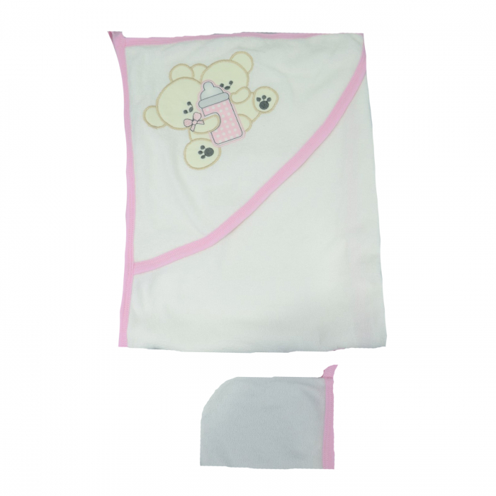 Prosop cu gluga 90 x 75 cm Mini Junior 90-50AB, Alb [2]