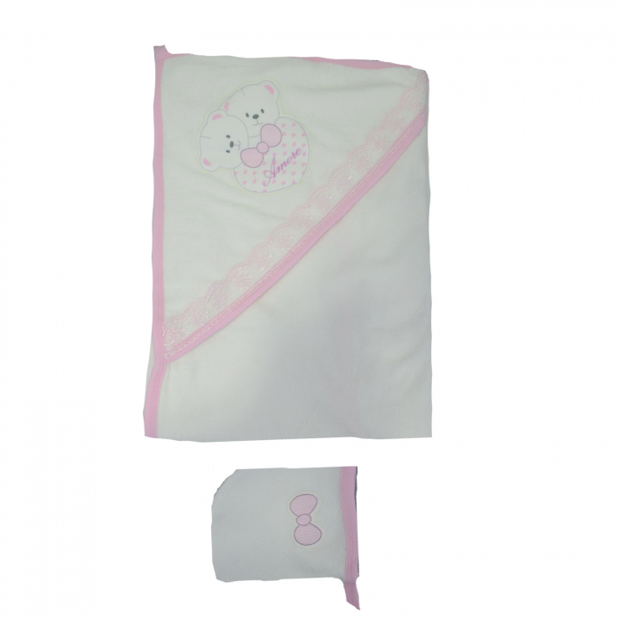 Prosop cu gluga 90 x 75 cm Mini Junior 90-53AB, Alb [2]