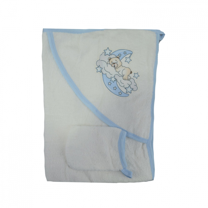 Prosop cu gluga 90 x 75 cm Mini Junior 90-54AB, Alb [1]
