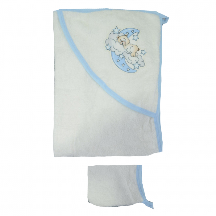 Prosop cu gluga 90 x 75 cm Mini Junior 90-54AB, Alb [2]