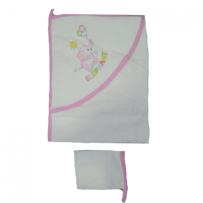 Prosop cu gluga 90 x 75 cm Mini Junior 90-55AB, Alb [2]