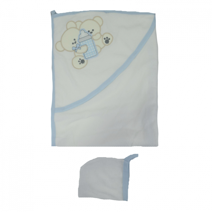 Prosop cu gluga 90 x 75 cm Mini Junior 90-57AB, Alb [2]