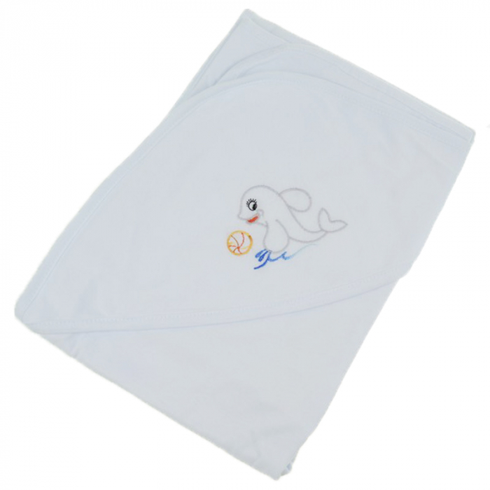 Prosop cu gluga 90 x 90 cm pentru baieti Pifou 9001A10, Alb [1]