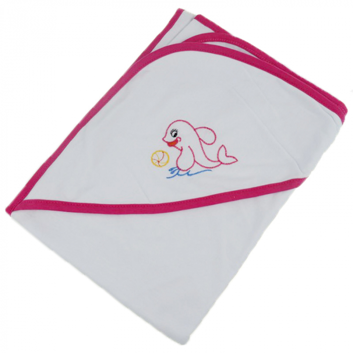 Prosop cu gluga 90 x 90 cm pentru fete Pifou 9001A8, Alb [1]