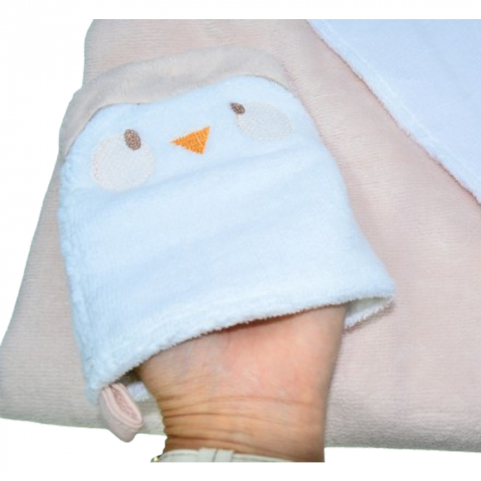 Prosop cu gluga din bumbac pentru fete 70 x 75 cm Mini Junior PSP-2, Roz [4]