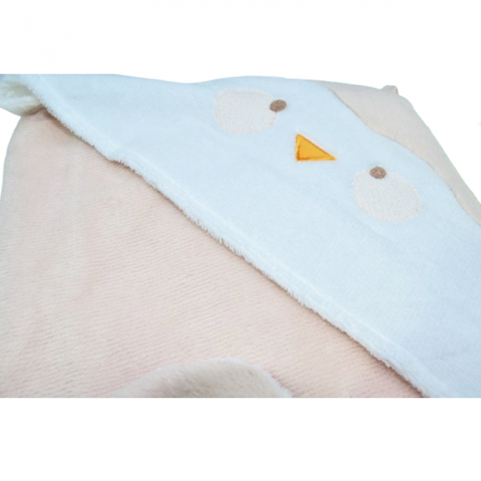 Prosop cu gluga din bumbac pentru fete 70 x 75 cm Mini Junior PSP-2, Roz [2]