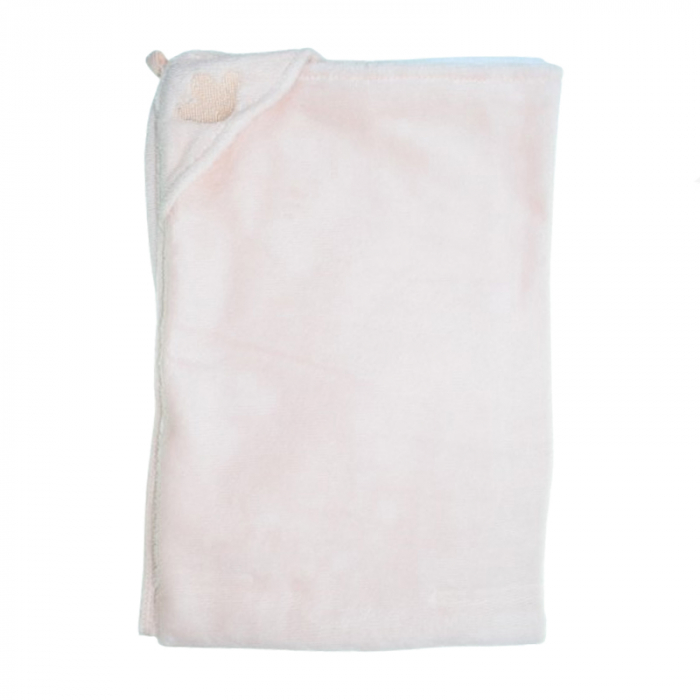Prosop cu gluga din bumbac pentru fete 70 x 75 cm Mini Junior PSP-2, Roz [3]