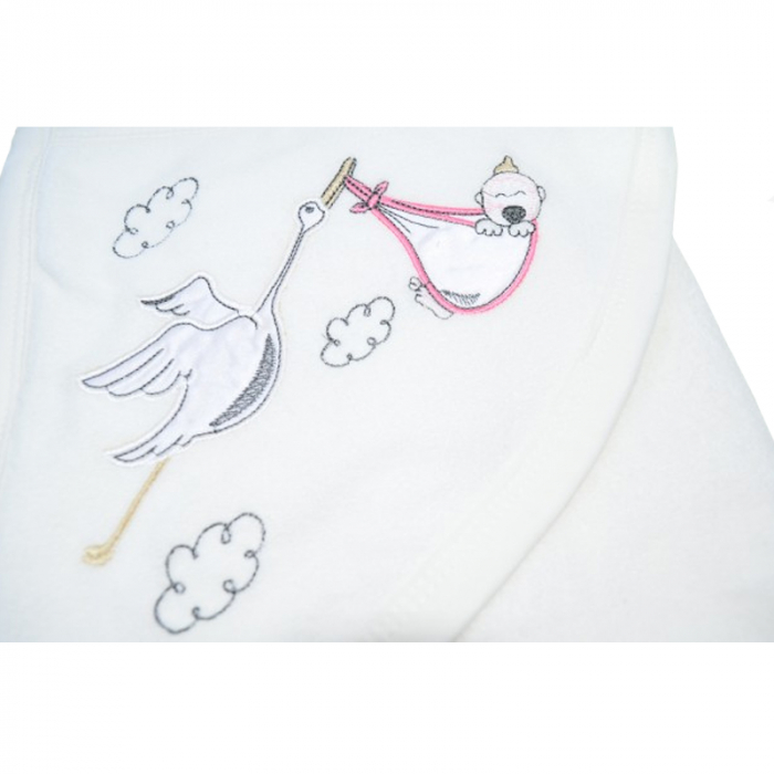 Prosop cu gluga din bumbac pentru fete 90 x 75 cm Mini Junior PSP-3, Alb [2]